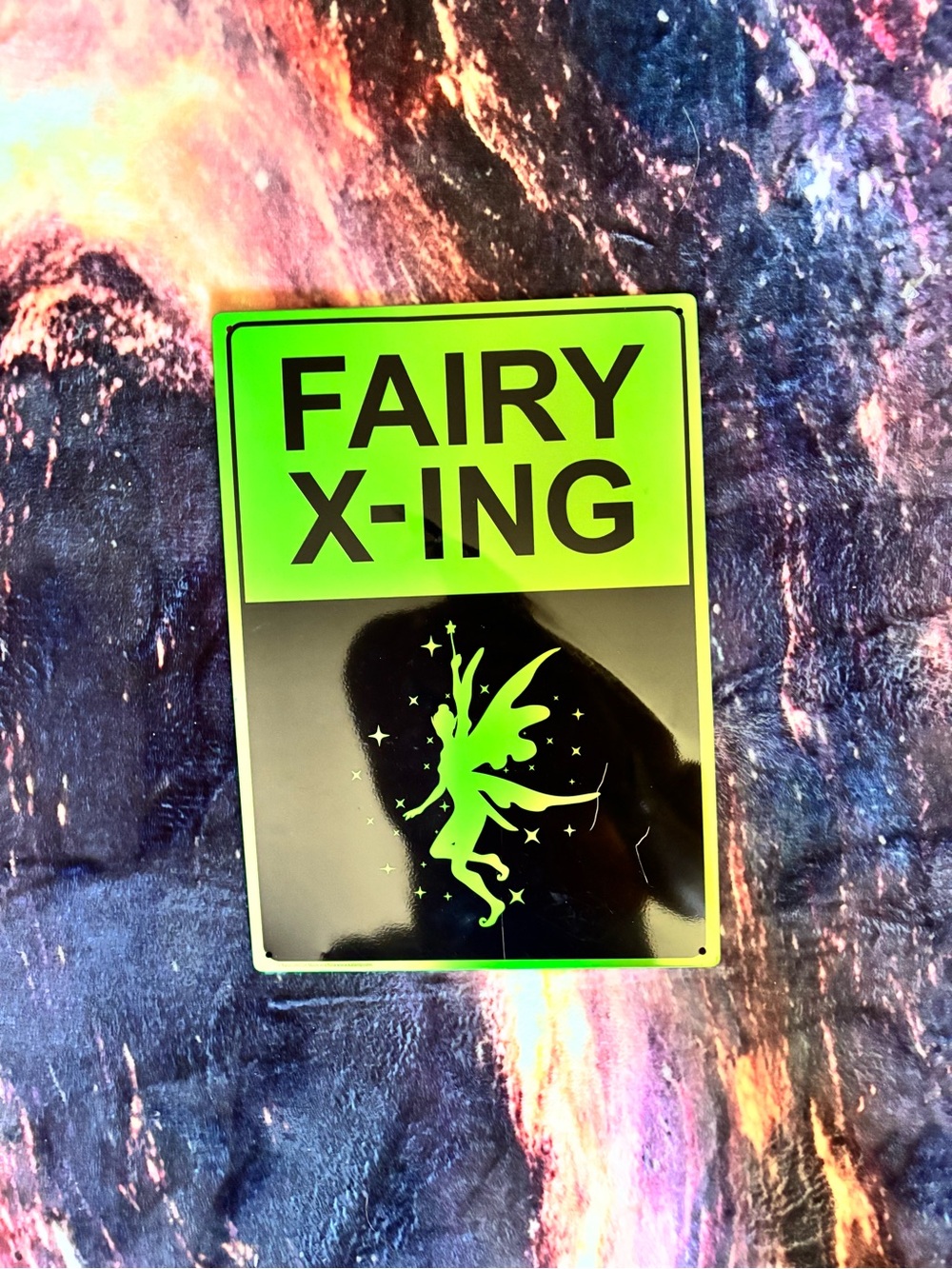 Fairy X-ING Fiber Art Sign - Neon Green